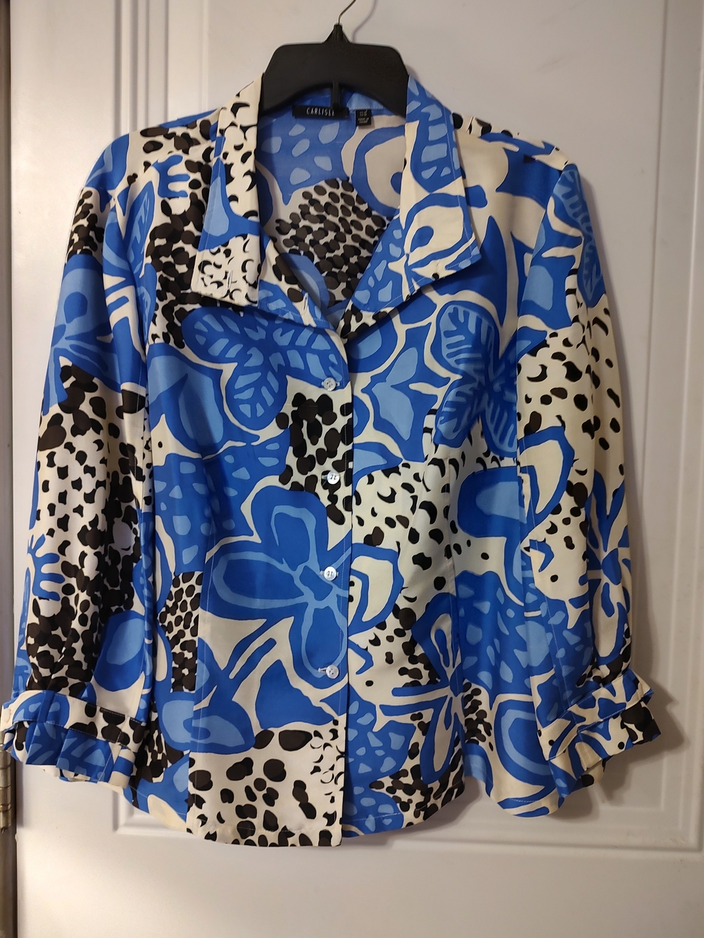 Chaus Blue Floral Button-Front Women’s Blouse